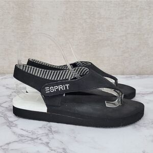 Esprit 90s 80s Foam Thong Flip Flop Sandals Black White Vintage Women's